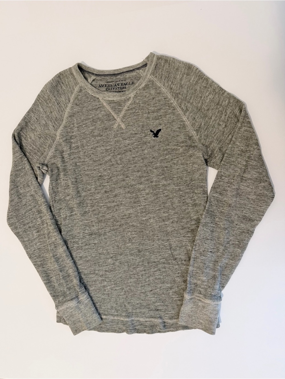 American Eagle Outfitters Men’s Gray Waffle Knit Long Sleeve Shirt Size Small